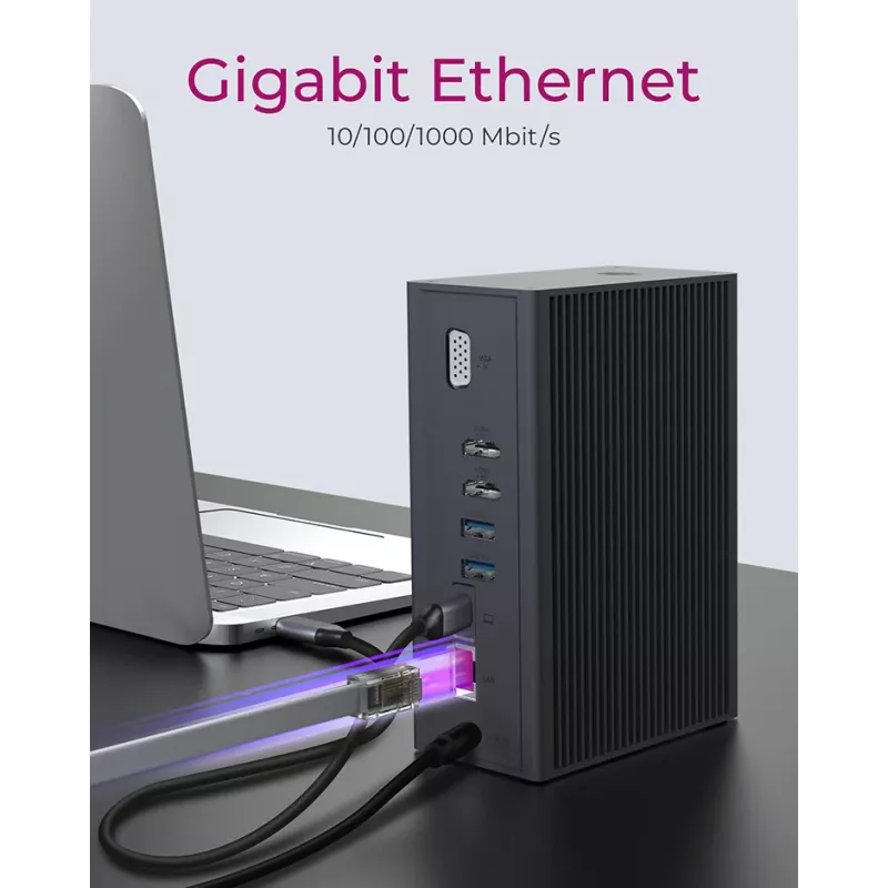 ICY BOX IB-DK2262AC con filo USB 3.2 Gen 1 (3.1 Gen 1) Type-C antracite