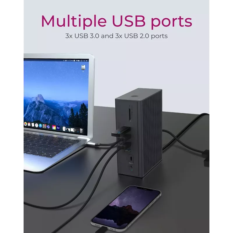 ICY BOX IB-DK2262AC con filo USB 3.2 Gen 1 (3.1 Gen 1) Type-C antracite