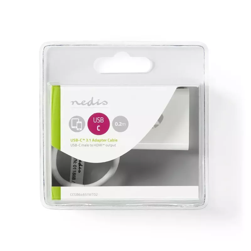 Nedis CCGB64651WT02 adattatore USB-C a HDMI USB 3.2 Gen1, 0,20 m, nichelato, PVC, bianco