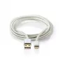 Cavo per telefono cellulare Nedis CCTB39300AL30 alluminio 3 m USB A Lightning