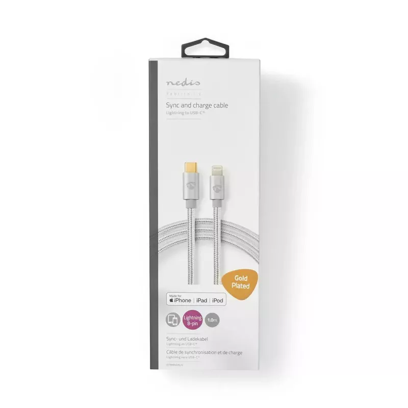 Cavo Lightning Nedis CCTB39650AL20 2 m USB-C alluminio