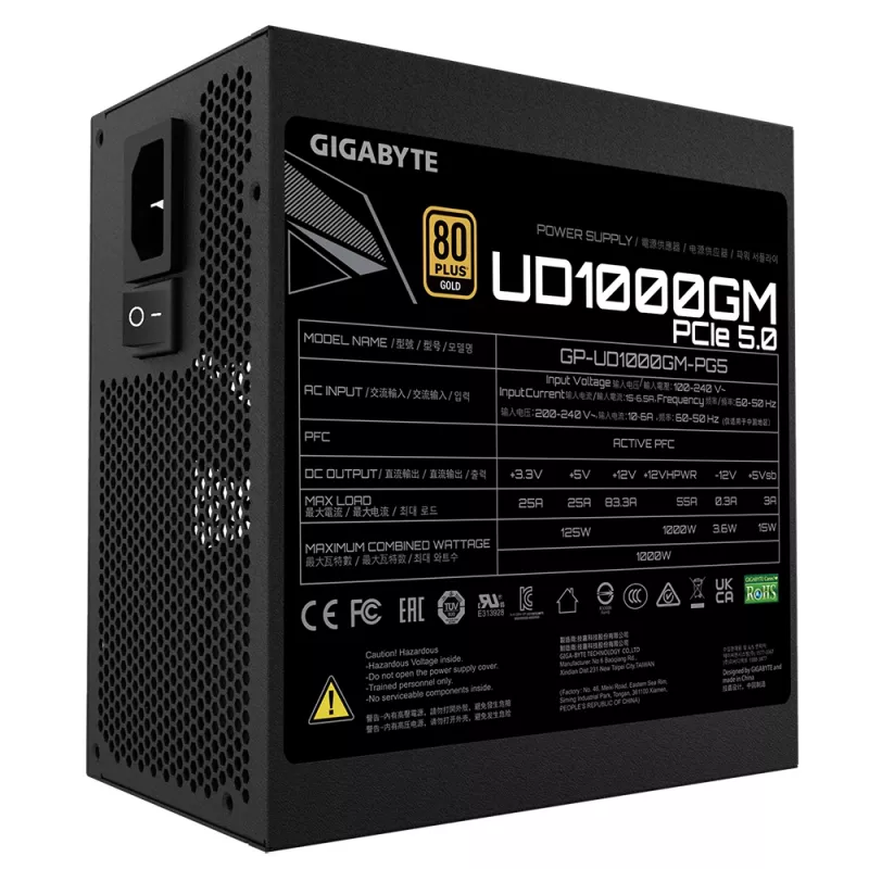 GIGABYTE UD1000GM PG5 alimentatore 1000 W 20+4 pin ATX ATX nero