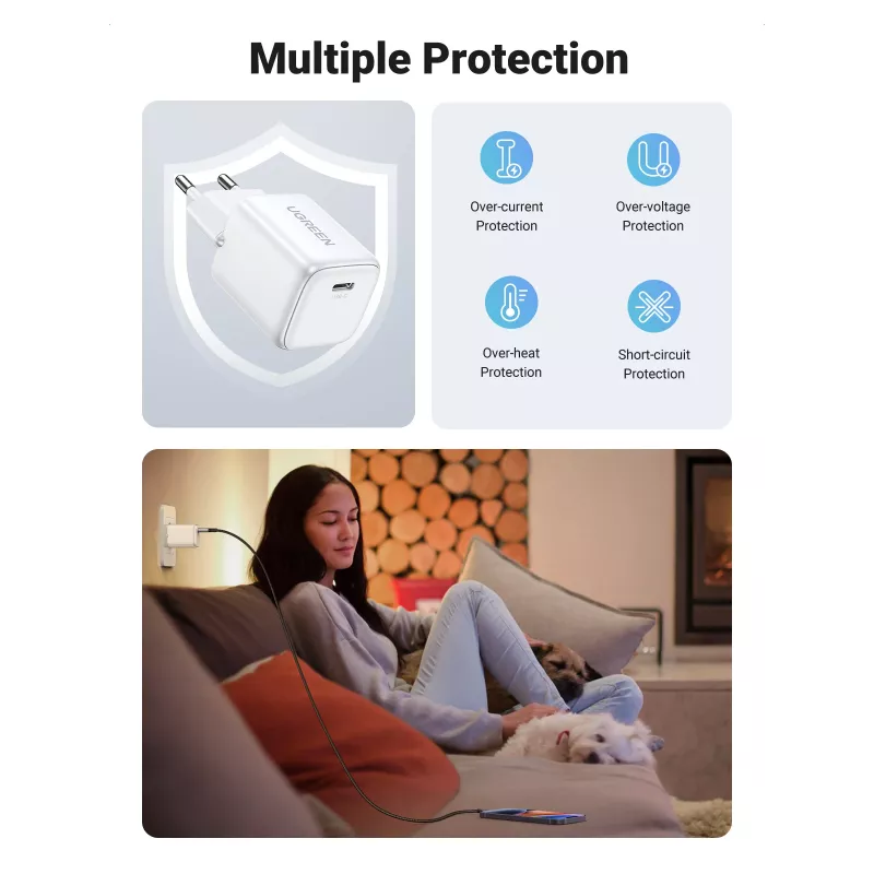Caricabatterie da interno Ugreen 15324 universale bianco AC 1 porta USB Type-C