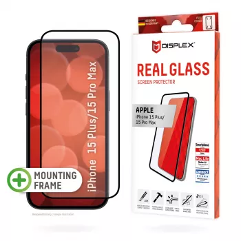 Displex pellicola protettiva full cover (10H) per Apple iPhone 15 Plus/15 Pro Max, cornice di montaggio Eco, copertura totale