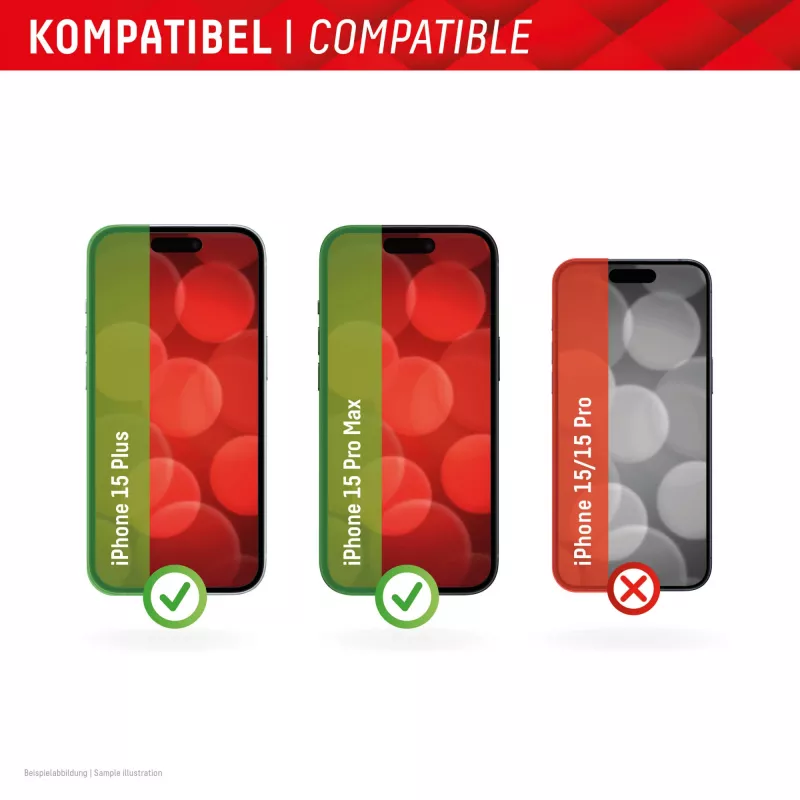 Displex pellicola protettiva full cover (10H) per Apple iPhone 15 Plus/15 Pro Max, cornice di montaggio Eco, copertura totale
