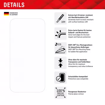 Displex pellicola protettiva per display + custodia per Apple iPhone 15 Pro, cornice di montaggio Eco, antigraffio