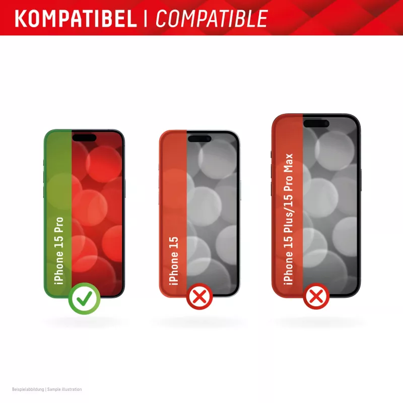 Displex pellicola protettiva per display + custodia per Apple iPhone 15 Pro, cornice di montaggio Eco, antigraffio