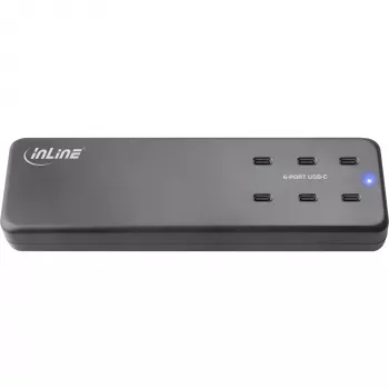 InLine alimentatore multiporta, caricabatterie, 6x USB-C, PD 3.0, GaN, nero