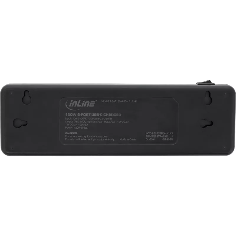 InLine alimentatore multiporta, caricabatterie, 6x USB-C, PD 3.0, GaN, nero