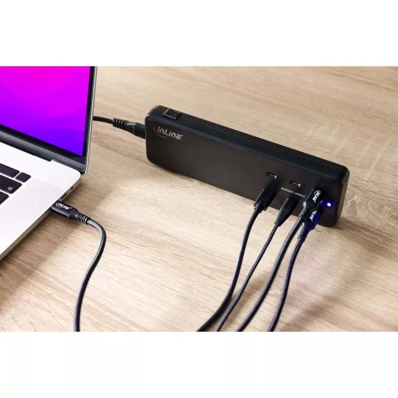 InLine alimentatore multiporta, caricabatterie, 6x USB-C, PD 3.0, GaN, nero