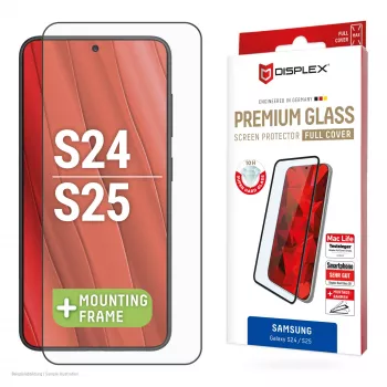Displex Full Cover Screen Protector (10H) per Samsung Galaxy S24/S25, cornice di montaggio Eco, copertura totale