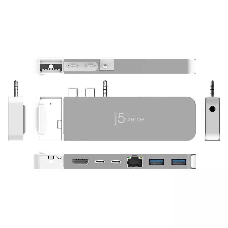 Hub USB j5create JCD395 4K60 Elite Pro con filo USB4 con kit MagSafe
