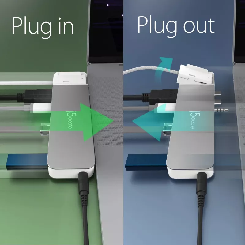 Hub USB j5create JCD395 4K60 Elite Pro con filo USB4 con kit MagSafe