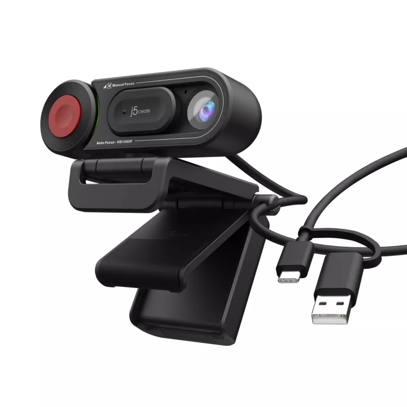 j5create JVU250 webcam HD con interruttore di messa a fuoco automatica e manuale