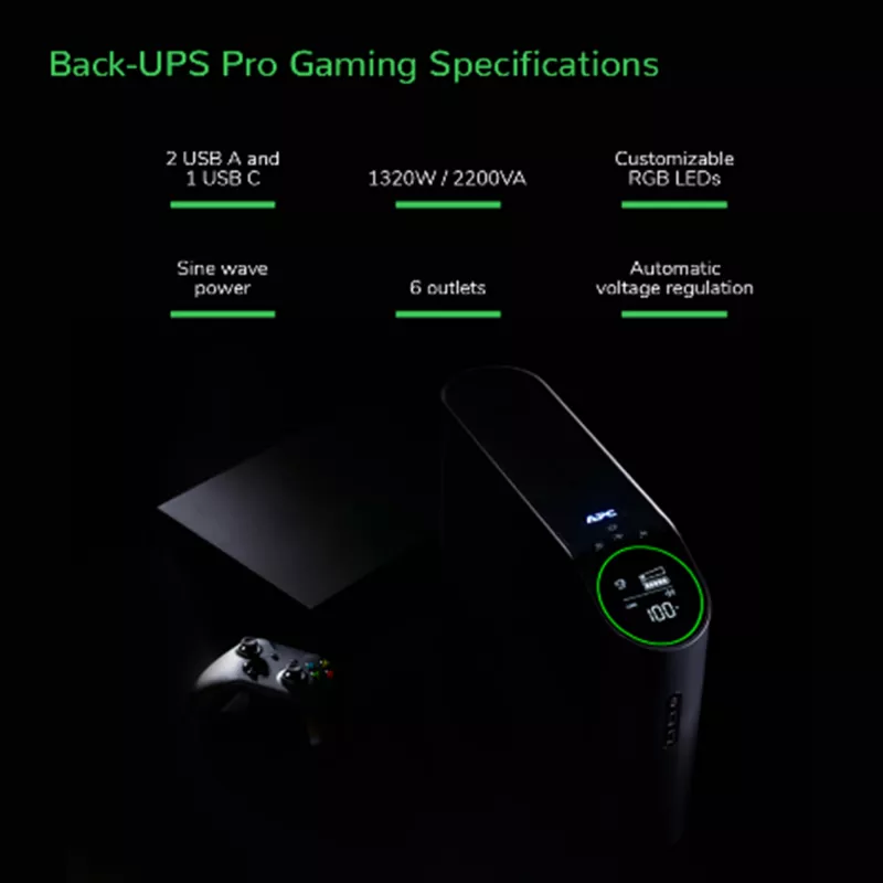 APC Back-UPS Pro BGM2200B-GR - 2200VA/1320W, 4x prese Schuko e 2x C13, 3x caricabatterie USB, porta dati USB