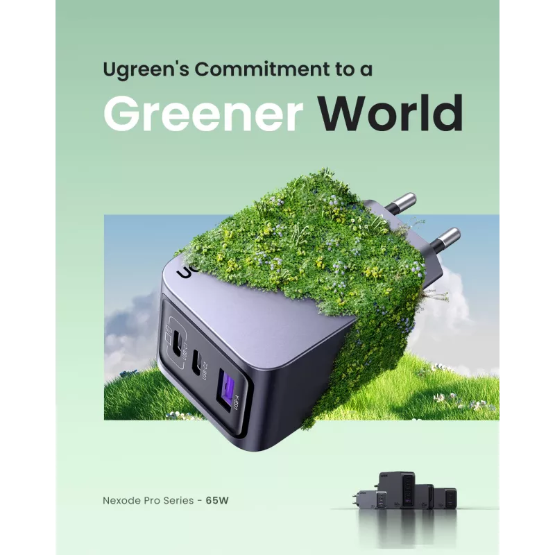 Caricabatterie mobile Ugreen 25871 universale grigio ricarica rapida AC per interni