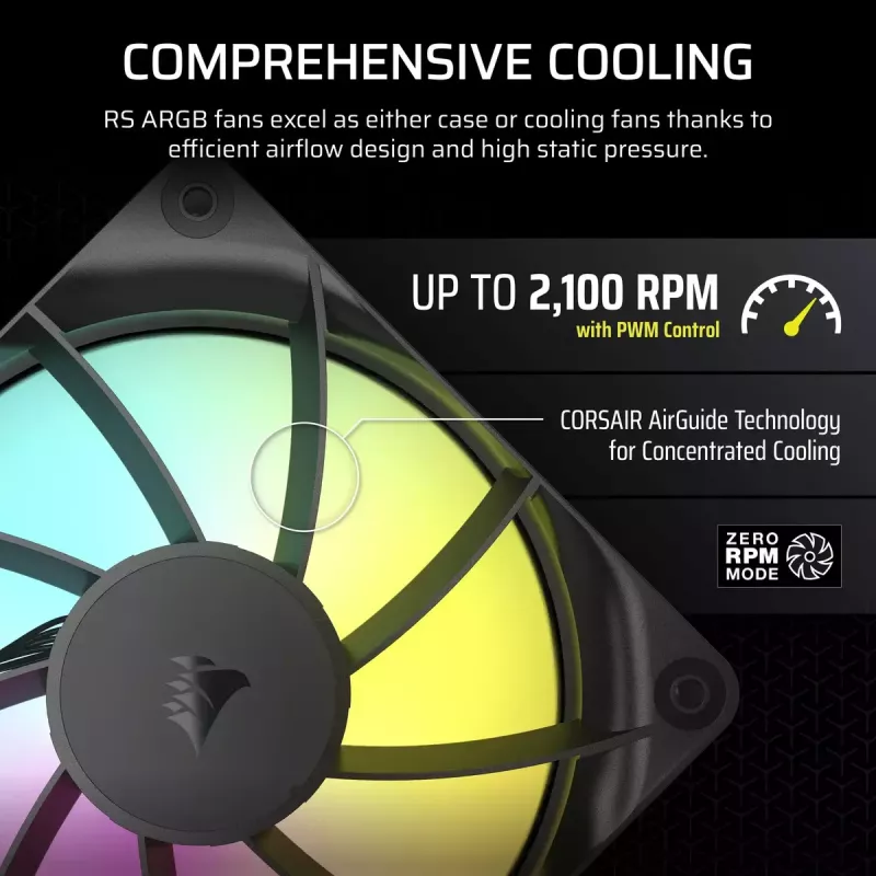 Ventola Corsair RS120 ARGB case per computer 12 cm nero