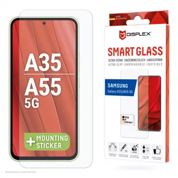 Displex Smart Glass (9H) per Samsung Galaxy A35/A55 5G, adesivo di montaggio, infrangibile