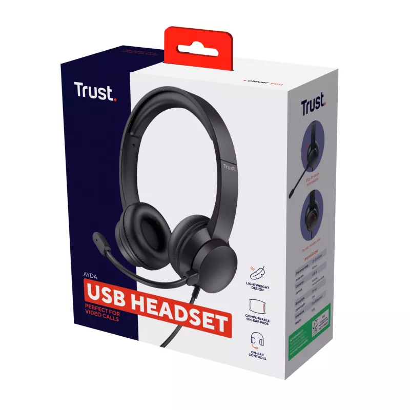 Cuffie Trust Ayda con filo head-band chiamate/musica nero