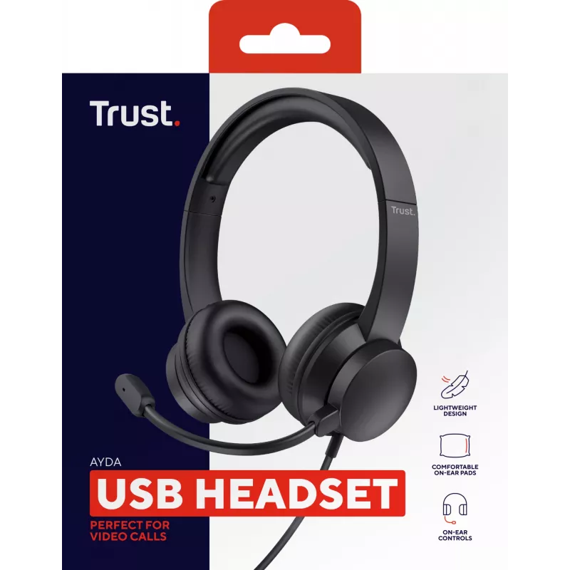Cuffie Trust Ayda con filo head-band chiamate/musica nero