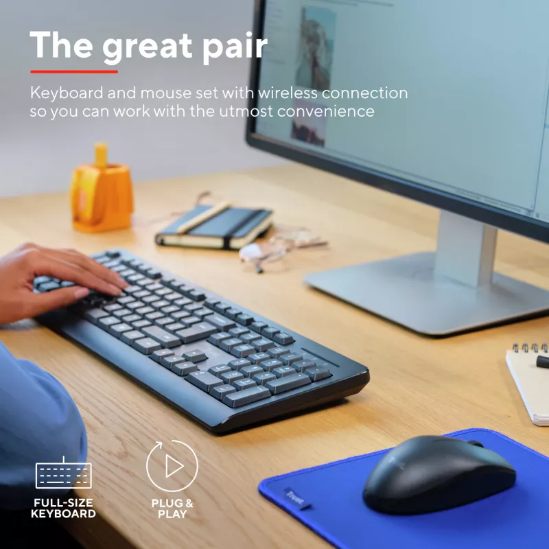 Tastiera e mouse Trust Primo inclusi office RF wireless QWERTZ tedesca nero