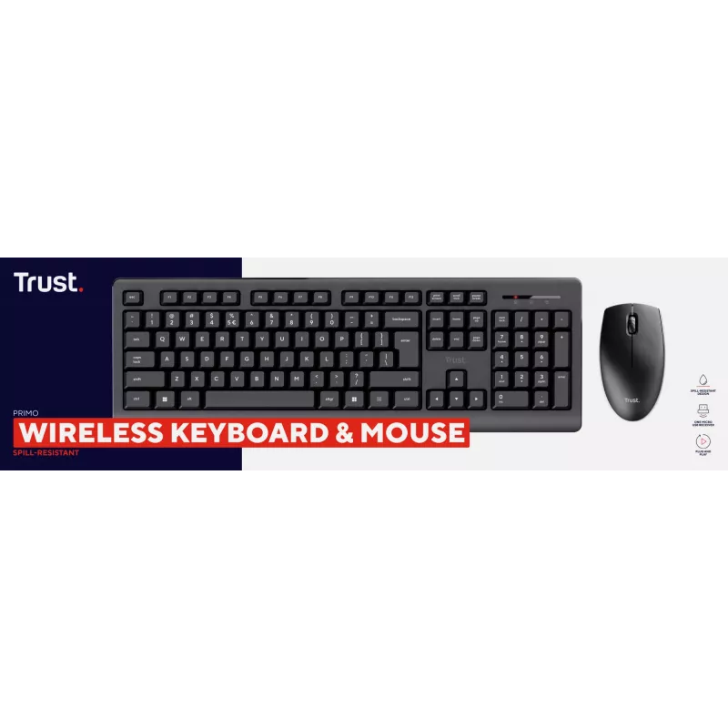 Tastiera e mouse Trust Primo inclusi office RF wireless QWERTZ tedesca nero