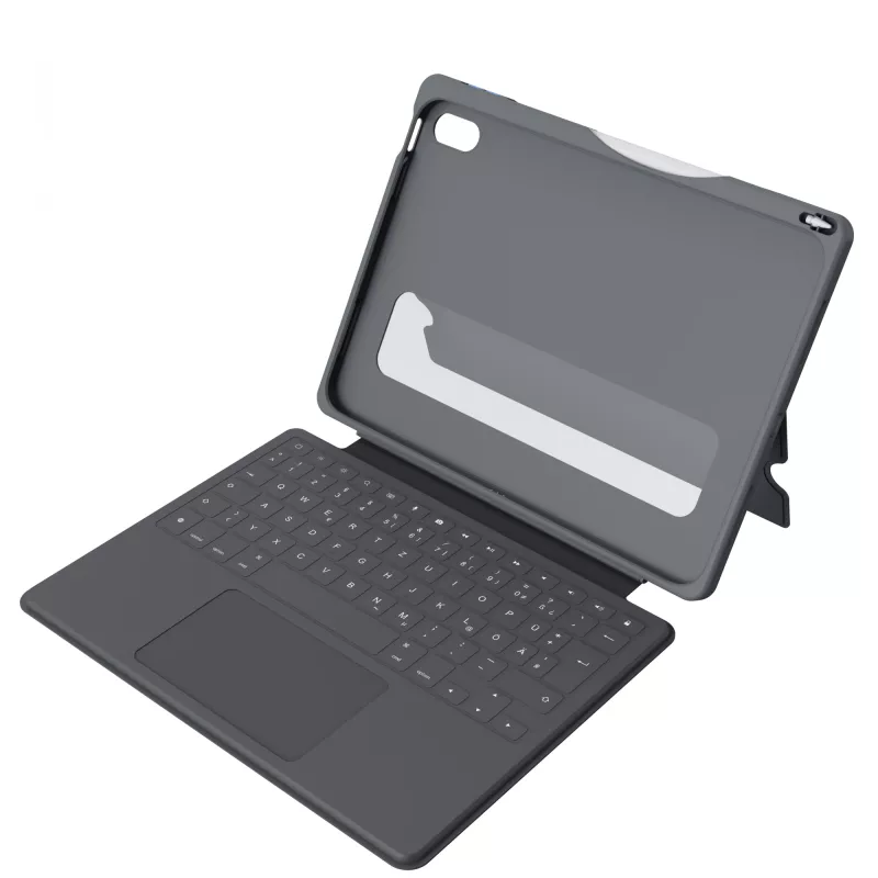Tastiera ASTAR DEQSTER Smart Rugged Touch Plus per iPad 10,9 pollici — QWERTZ tedesca, switch meccanici, docking Smart Connector, grigio