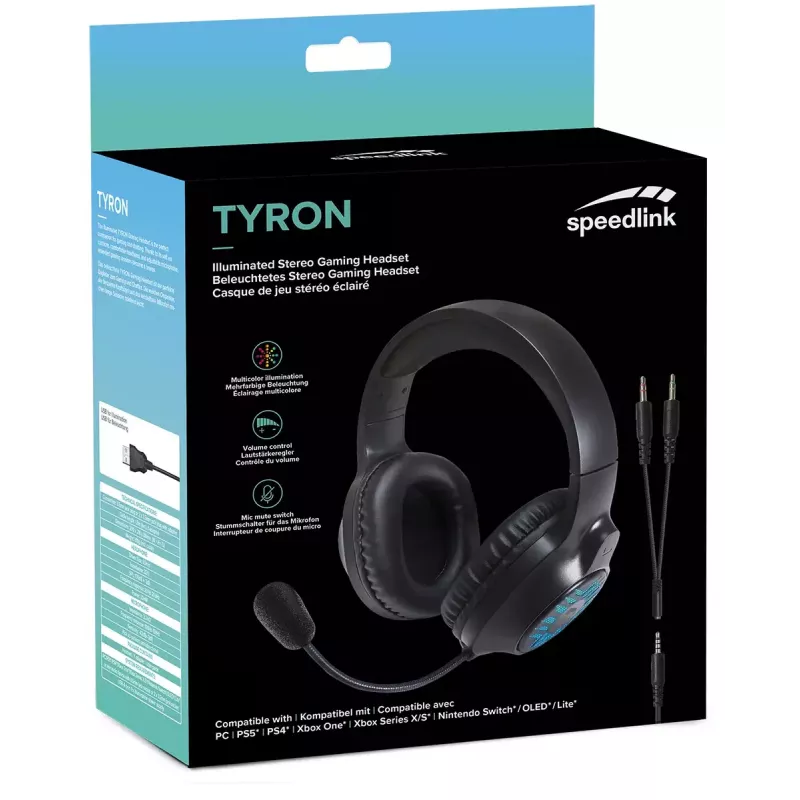 Cuffie SPEEDLINK TYRON con filo gaming nero