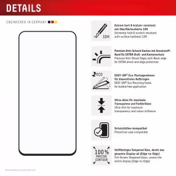 Protezione display premium Displex (a tutta superficie, 10H) per Samsung Galaxy A56, cornice di montaggio Eco, a tutta superficie