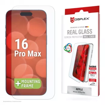 Pellicola protettiva per display + custodia Displex per Apple iPhone 16 Pro Max, cornice di montaggio Eco, antigraffio