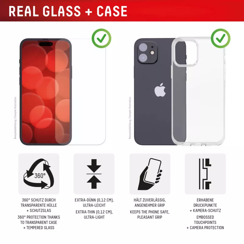 Pellicola protettiva per display + custodia Displex per Apple iPhone 16 Pro Max, cornice di montaggio Eco, antigraffio