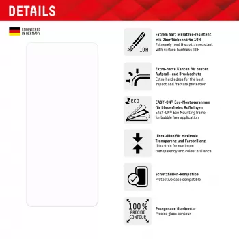 Pellicola protettiva per display Displex (10H) per Google Pixel 8a, cornice di montaggio Eco, antigraffio