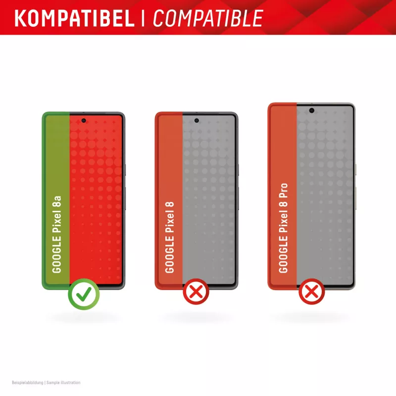 Pellicola protettiva per display Displex (10H) per Google Pixel 8a, cornice di montaggio Eco, antigraffio