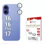 Displex vetro premium per lenti fotocamera, iPhone 16/16 Plus/17 vetro, 10H, Single Rings, DLC, trasparente, Quick Mount