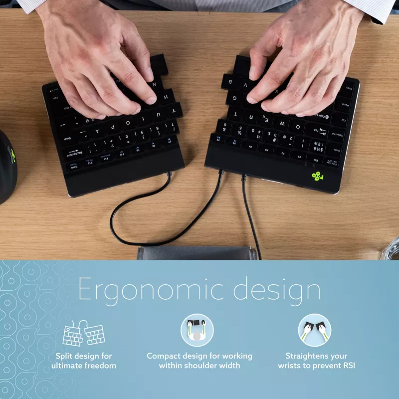 Tastiera ergonomica R-Go Tools R-Go Split Break v2 con software break, tastiera split ergonomica, QWERTZ (DE), filare, nero