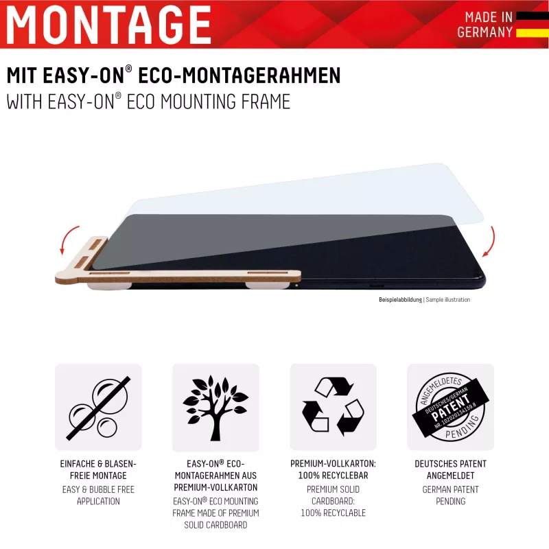 Displex vetro per tablet (9H) per Surface Go/Go2, cornice di montaggio Eco, infrangibile, ultraleggero, invisibile