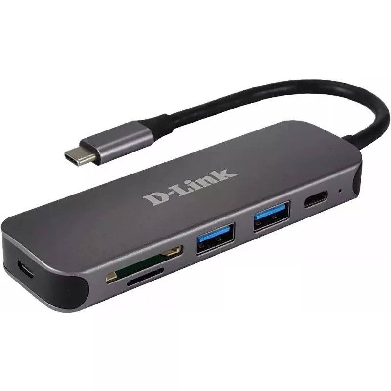 D-Link Hub USB-C 5-in-1 con lettore di schede DUB-2325 USB Type-C grigio