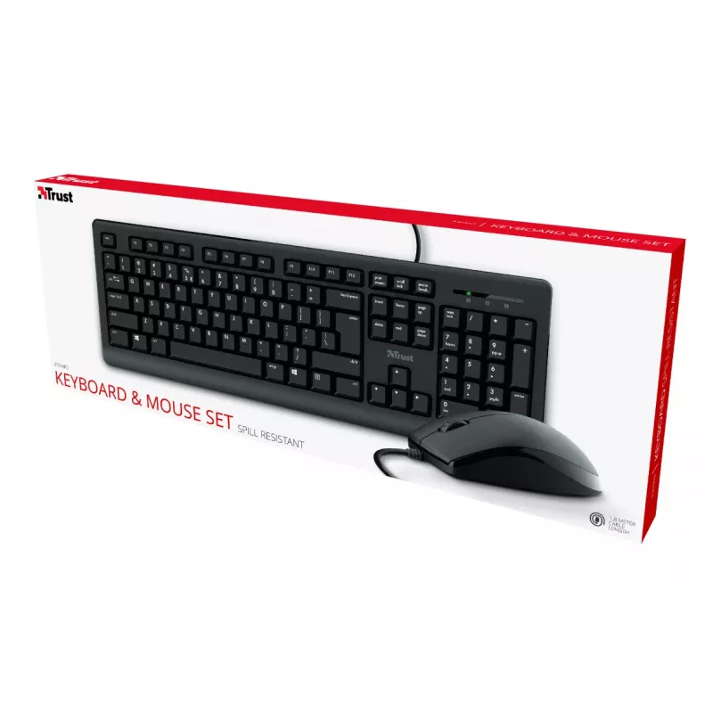 Trust Primo Tastiera e mouse in dotazione Ufficio USB tedesco nero