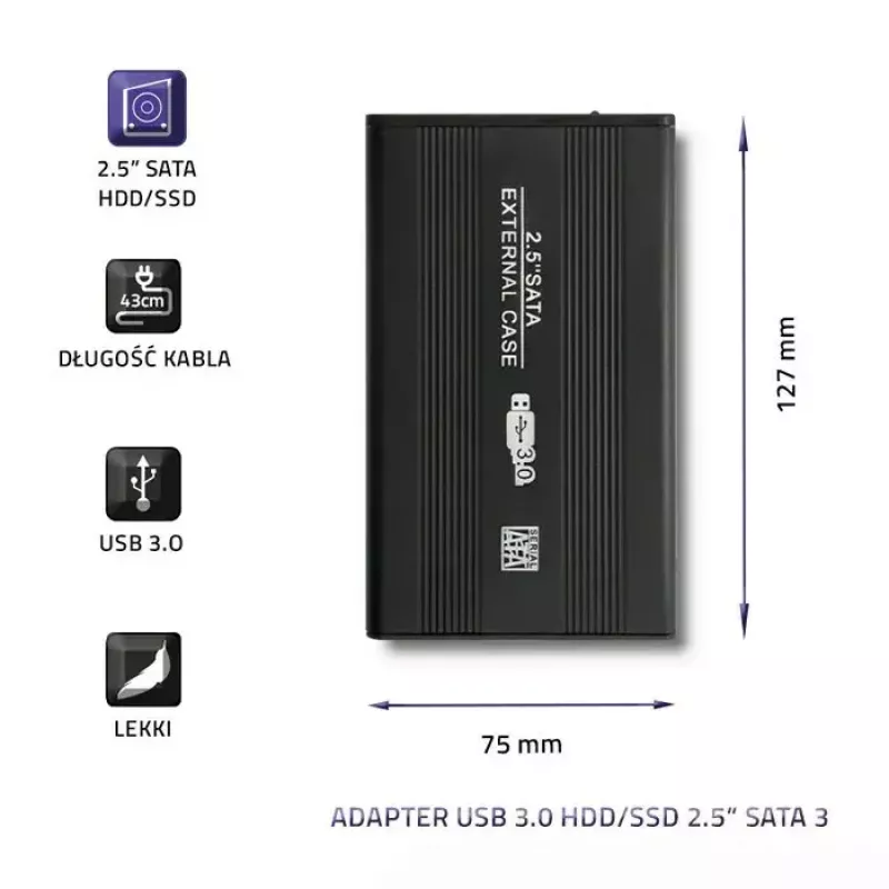 Case per HDD/SSD QOLTEC 51861 per unità SATA3 da 2,5