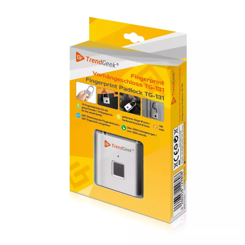 Technaxx TG-131 lucchetto intelligente con impronta digitale, argento