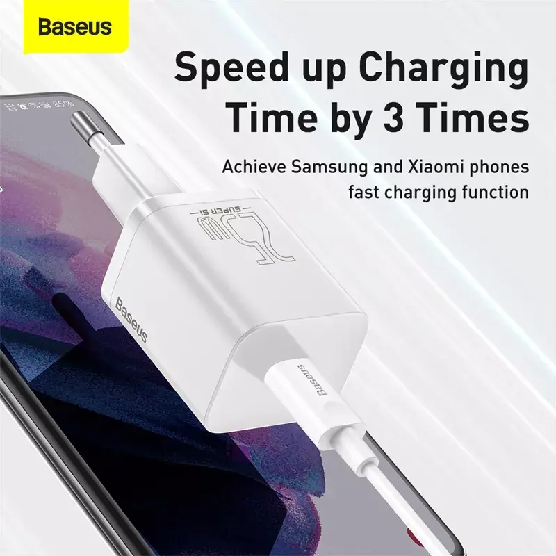 Caricabatterie da interno Baseus Super Si bianco ricarica rapida 12V 1xUSB-C