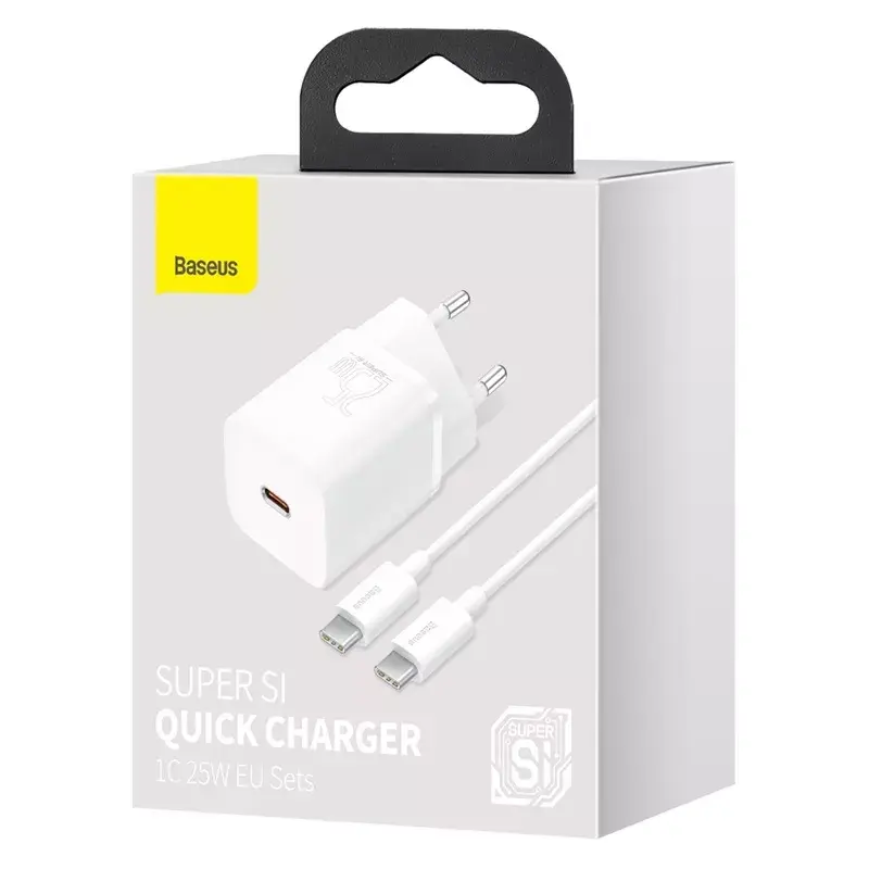 Caricabatterie da interno Baseus Super Si bianco ricarica rapida 12V 1xUSB-C