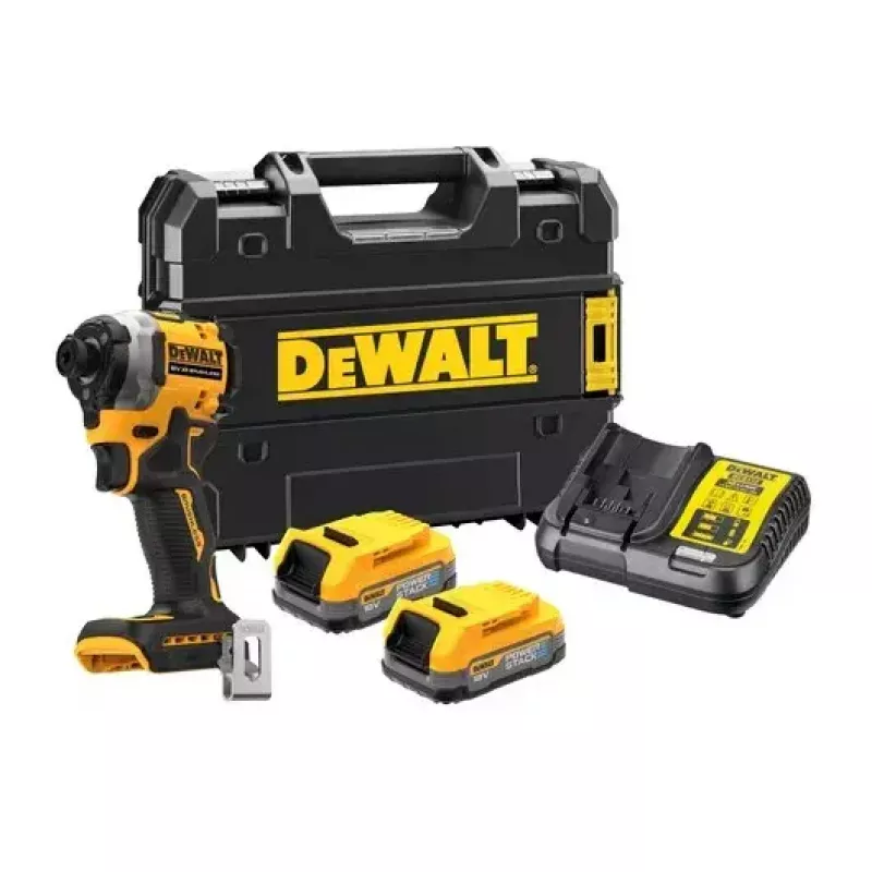 DeWALT DCF850E2T-QW avvitatore a massa a batteria 1/4", 18 V, 2 batterie Powerstack da 1,7 Ah, valigetta TSTAK, nero