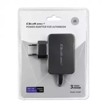 Caricabatterie Qoltec 52408 Indoor AC per laptop 19V 2.1A nero