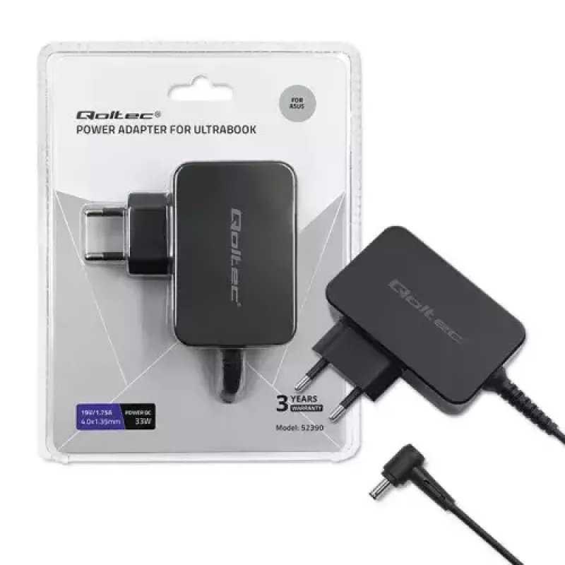 Caricabatterie Qoltec 52408 Indoor AC per laptop 19V 2.1A nero