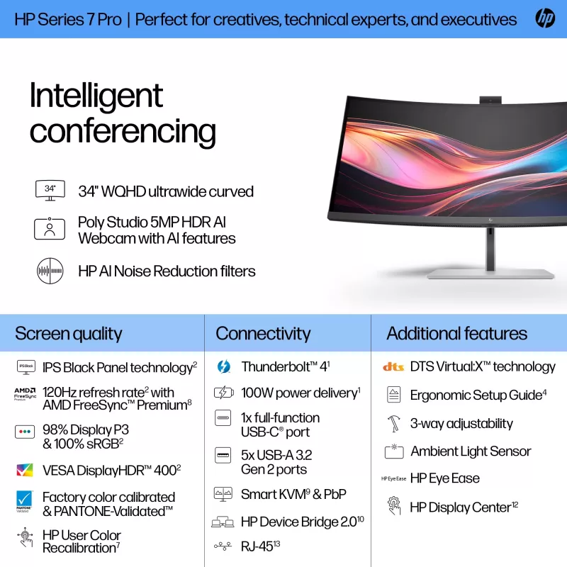 HP Series 7 Pro 34 pollici monitor per conferenze WQHD - 734pm
