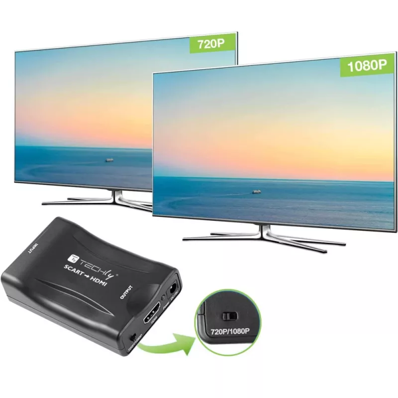 Techly IDATA SCART-HDMI3 convertitore AV da Euro SCART a HDMI, 720p/1080p