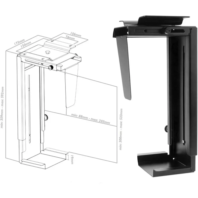 Supporto CPU Techly ICA-CS 66 sottoscrivania nero