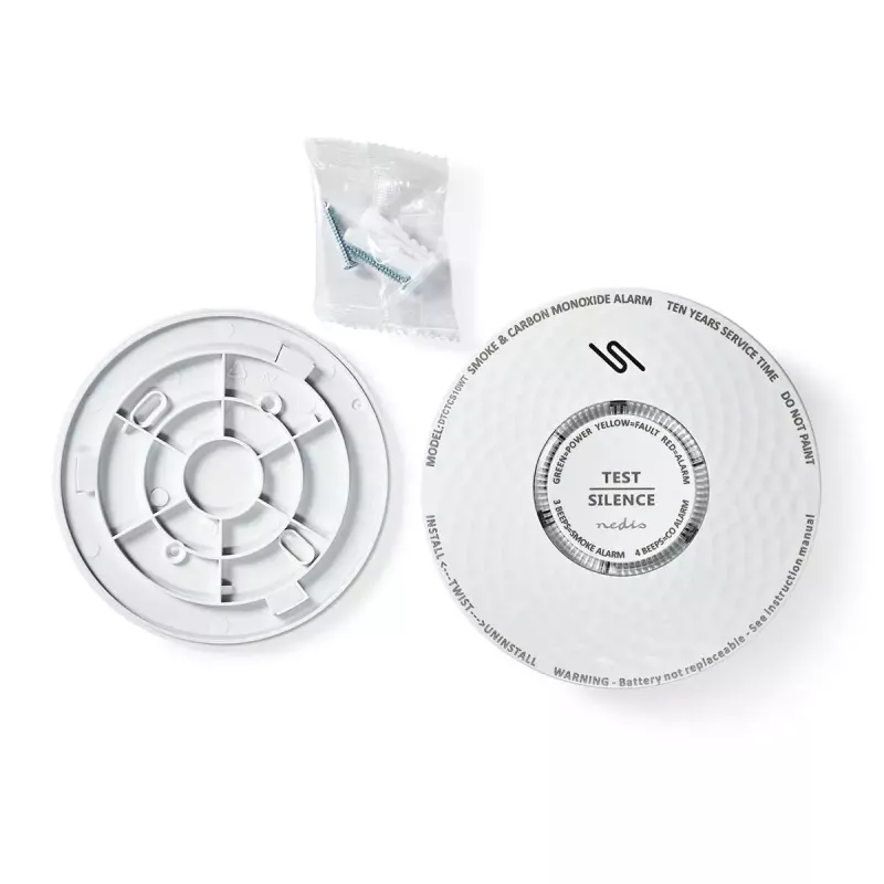 Nedis DTCTCS10WT Rilevatore combinato di fumo e monossido di carbonio, bianco