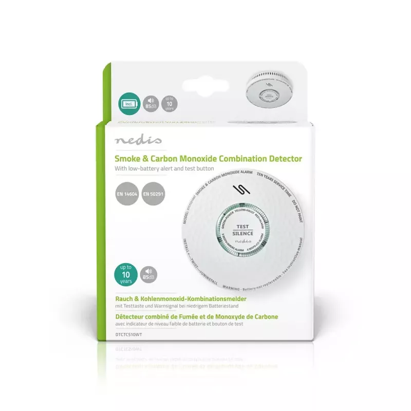 Nedis DTCTCS10WT Rilevatore combinato di fumo e monossido di carbonio, bianco